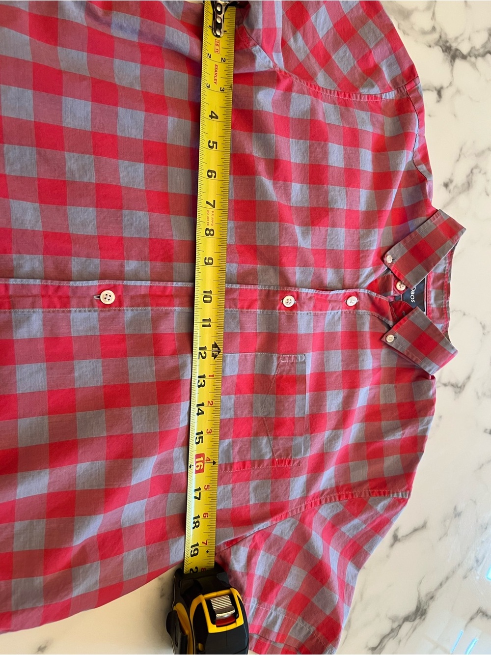 Men's Bonobos Short-Sleeve Check Button-Down Shirt - Pink & Light Blue, Size Med - Picture 5 of 6